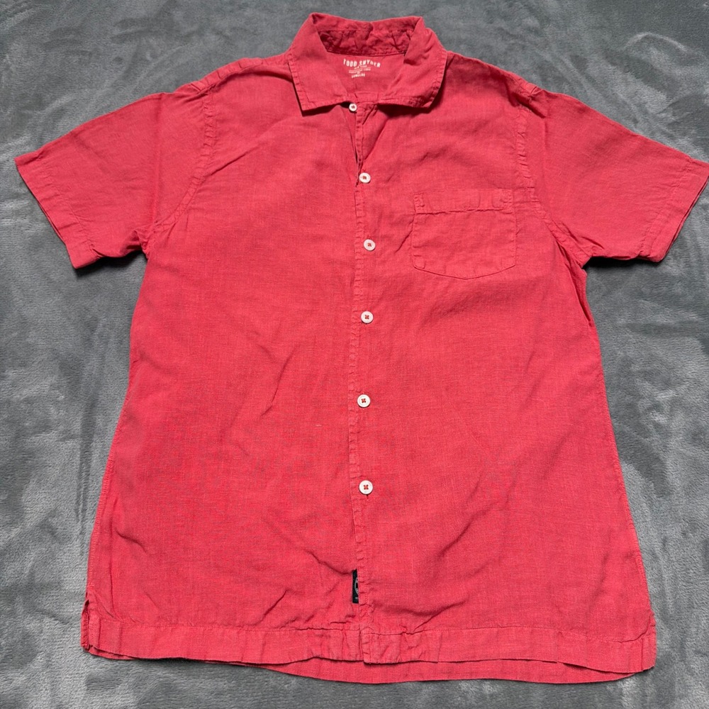 Todd‎ Snyder Portuguese Linen Shirt Mens S Pink Short Sleeve Button Somelos